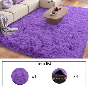 LOVEVOOK Area Rugs for Living Room Bedroom, Non-Slip Fluffy Soft Shag Rug, Carpet for Home Dorm Decor, Comes with 4 Carpet Anti Slip Stickers - 1 of 4