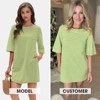 EXLURA Women's 2025 Summer Oversized Short Sleeve T Shirt Dress Casual Crew Neck Striped Tops Loose Sundress with Pockets - 2 of 4