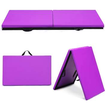 Costway 6''x 2''Gymnastics Yoga Mat Thick Two Folding Panel Gym Purple