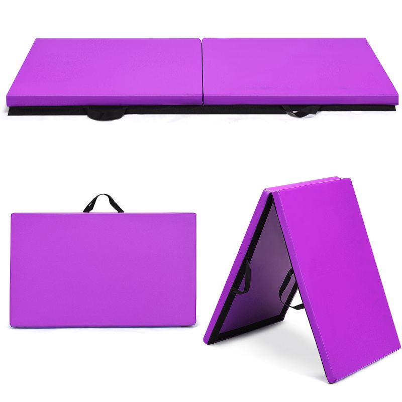 Costway 6''x 2''Gymnastics Yoga Mat Thick Two Folding Panel Gym Purple, 1 of 11