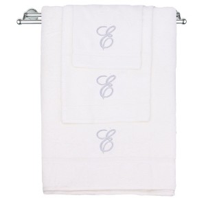 BC BARE COTTON Monogrammed Towel Set, Personalized Gift, Set of 3 - White - Silver Script - 1 of 4