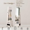 360¡ã Swivel Jewelry Armoire with Full Length Mirror, Standing Jewelry Organizer Cabinet with Makeup Mirror, Drawers, Lock, Shelves, White - 4 of 4