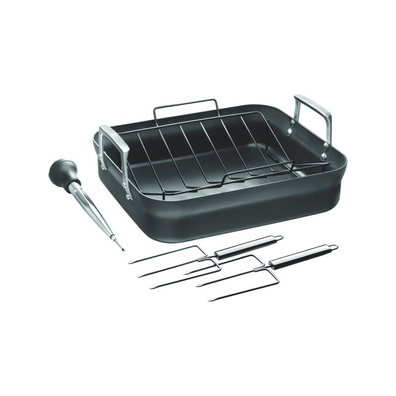 ZWILLING Motion Hard Anodized 16 x 14-inch Aluminum Nonstick Roaster Pan w/ Rack & Tools, 1 of 4