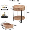 Homhougo Round End Table Farmhouse Side Table with Drawer Wood Circle End Tables Small Bedside Table Metal Frame Nightstand, Easy Assembly - 2 of 4