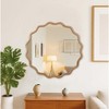 Spassway 36"W*36"H Beige Asymmetrical Mirror Irregular Round Wall Mirror Modern Wood Frame Wall Mounted Vanity Mirror Decorative for Bedroom Bathroom - 3 of 4