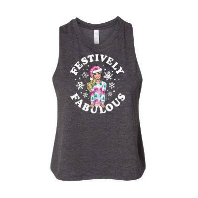 Women's Barbie Holidays & Christmas Graphic Racerback Tank - Heather Charcoal - Small
