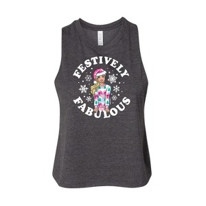 Women's Barbie Holidays & Christmas Graphic Racerback Tank - Heather Charcoal - Small - 1 of 3