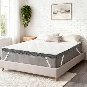 Dyonery Extra Firm 3 Inch Memory Foam Mattress Topper for Pressure Relief High Density Firm Mattress Pad Bed with Removable Washable Cover - 1 of 4