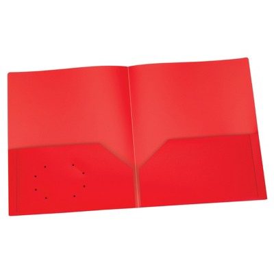 Oxford® Poly Two Pocket Portfolio, Red, Pack of 25