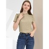 Allegra K Women's Ruffled Retro Short Sleeve Office Polka Dots Blouses - 4 of 4