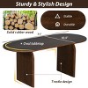 6-Piece Solid Wood Dining Set with Oval Trestle Table, 4 Rattan Chairs & 1 Bench, Available in Brown or Natural Finish-Cuddlewood - 3 of 4