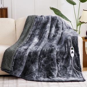 Inhand Heated Blanket Electric Throw - 50"x60" Tie-dyed Flannel Heating Blanket Throw Auto-Off 10 Heat Level Over-Heat Protection - 1 of 4