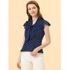 INSPIRE CHIC Women's Polka Dots Tie V Neck Flutter Cap Sleeve Blouse - 2 of 4