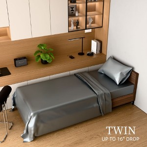 ChicFurnit Full King Queen Twin Size Satin Bed Sheets Silky Smooth Fabric 360 Secure Fit for Living Room - 1 of 4