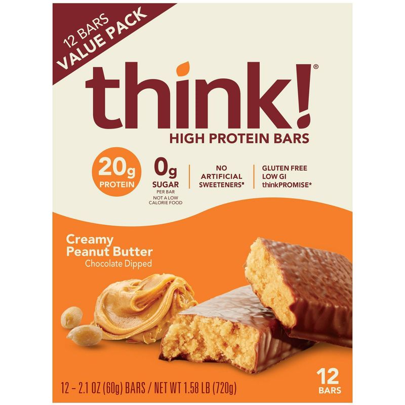 think! High Protein Creamy Peanut Butter Bars, 1 of 14