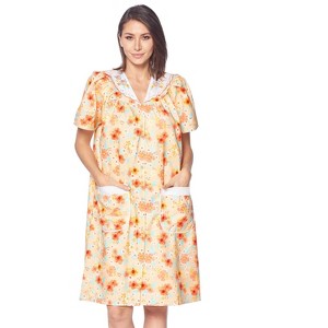 Casual Nights Women's Snap front House Dress Short Sleeve Woven Duster Housecoat Lounger Robe - 1 of 4