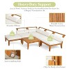 FIONECA 6-Piece Acacia Wood Patio Sofa Set, L-Shaped Modular Sectional with Daybed, Tea Table & Cushions, Teak + Beige - 3 of 4