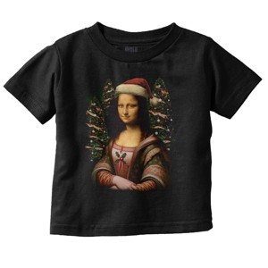 Christmas Mona Lisa Santa Claus Toddler Baby Graphic T Shirt Brisco Brands - 1 of 4
