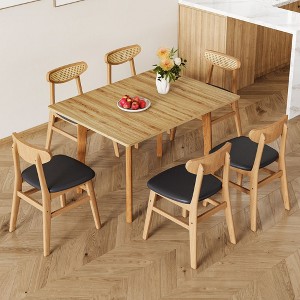 NicBex Dining Table Set for 6 Foldable Rectangular Dining Table MDF desktop with 6 Solid Wood Dining Chairs for Kitchen - 1 of 4