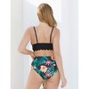 PATPAT Family Matching Solid Scallop Trim Strappy Two-Piece Swimsuit and Allover Floral Print Swim Trunks Shorts - 3 of 4