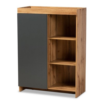 Caspian Wood Shoe Cabinet Gray/Brown - Baxton Studio