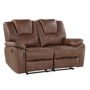Katrine Manual Reclining Loveseat Brown - Steve Silver Co. - 1 of 4