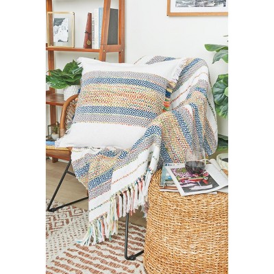 Ashley Multicolor Woven Stripe Cotton Throw Pillow