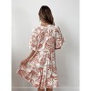 Midi Dress for Women Summer Flutter Bell Sleeves Front Button Drawstring V Neck Flowy Sundress Flounce Midi Tiered Boho Dress Babydoll Dress - 2 of 4