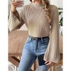 Women's Mock Neck Sweater Bell Sleeve Short Crop Pullover Top For Fall And Winter - 2 of 4