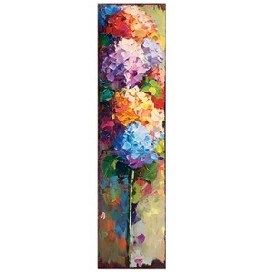 HomeRoots 36" Blue Orange And Purple Hydrangeas Solid Wood Porch Sign - 1 of 4