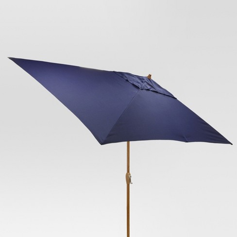 9 68 X 9 68 Rectangle Umbrella Navy Medium Wood Finish Threshold Target