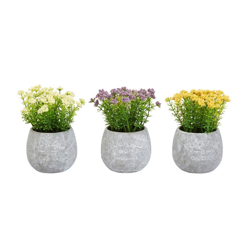 Pure Garden 3-Piece Faux Flowers - Assorted Natural Lifelike Floral 6.25" Tall Arrangements and Imitation Greenery in Vases for Home or Office Décor, 1 of 7