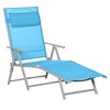 Outsunny Chaise Lounge Foldable Outdoor Chair, Portable, 7-Position Adjustable Reclining Tri-fold Chair with Pillow, Light Blue - 4 of 4