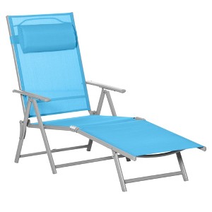 Set of 2 Wicker Chaise Lounge Chair Outdoor Patio Lounger with 5 Adjustable Back, Wheels, Cushion, and Armrests - 1 of 4