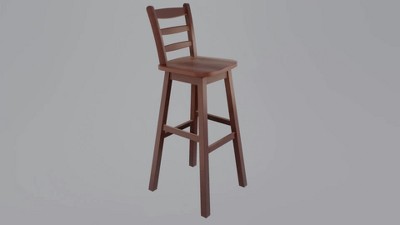 Winsome Scalera 16" Walnut Swivel Ladder Back Barstool