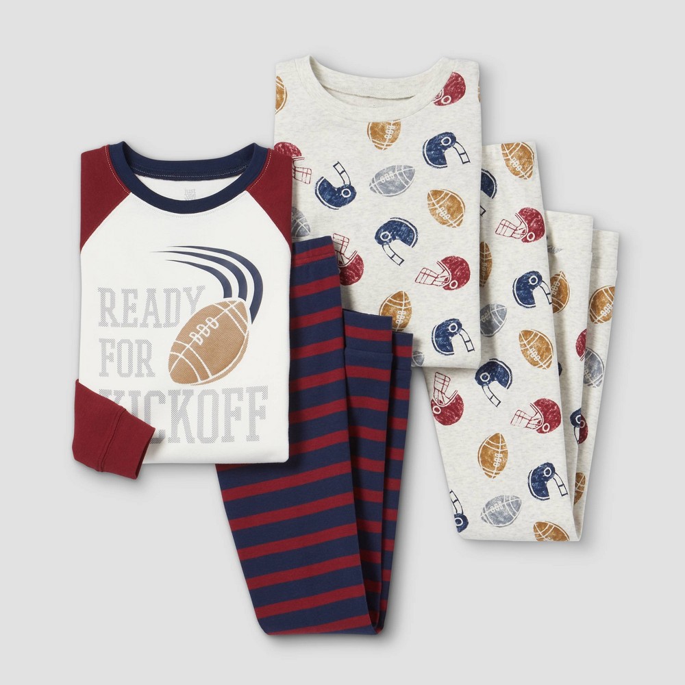 Boys' 4pc Football Pajama Set - Just One You made by carter's Gray/Red Size 8