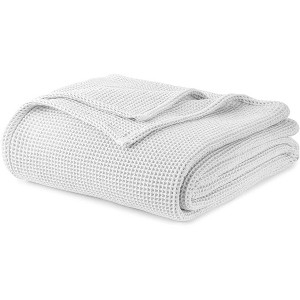 Whisper Organics, 100% Organic Waffle Blanket, Breathable Lightweight Blanket, GOTS and Fairtrade Certified, White - Queen/Full - 1 of 4