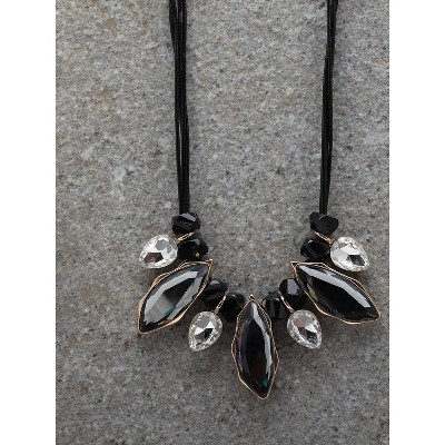 SOHI Women's Black Mirror Statement Necklace
