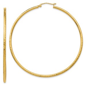 Black Bow Jewelry 2mm, 14k Yellow Gold Diamond-cut Hoops, 60mm (2 3/8 Inch) - 1 of 4