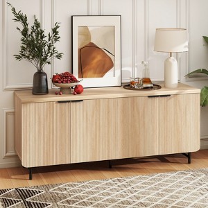 Bestier 70inch 4 Door TV Stand for TVs up to 75", Modern Tv Console Table with 2 Storage Cabinets & Adjustable Shelves For Living room - 1 of 4