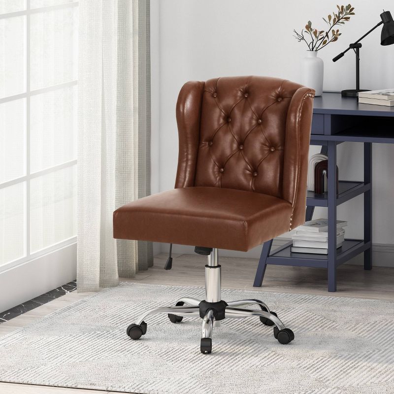 Beltagh Contemporary Wingback Tufted Swivel Office Chair - Christopher Knight Home, 3 of 9