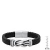 Steeltime Men's' black braided leather and stainless steel nautical knot bracelet - 3 of 4
