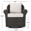 GDFStudio Juniper Outdoor Wicker 3 Piece Swivel Chair and Fire Pit Set with Cushions, Brown - 3 of 4