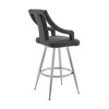 26" Maxen Counter Height Barstool with Gray Faux Leather Brushed Stainless Steel Finish - Armen Living: Swivel, Footrest, Modern Design - 3 of 4
