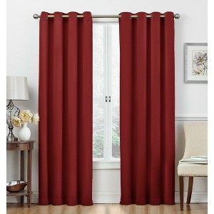 Kate Aurora Basic Jacquard 2 Piece Blackout Grommet Top Hotel Window Curtains - 1 of 1