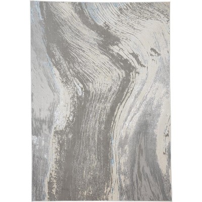 Azure Modern Abstract Gray/Ivory/Blue Area Rug