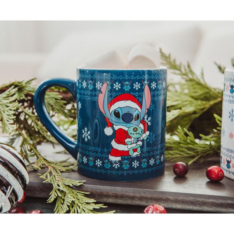 Silver Buffalo Disney Lilo & Stitch Holiday Sweaters Ceramic Mugs | Set of 2, 3 of 7