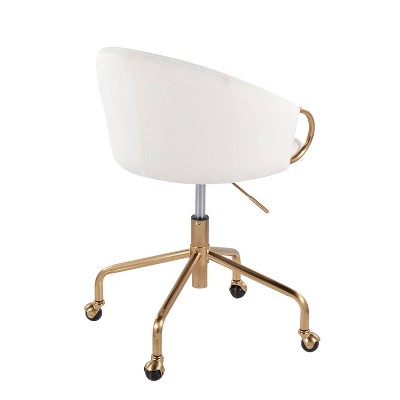 Claire Cream Velvet and Gold Metal Task Chair