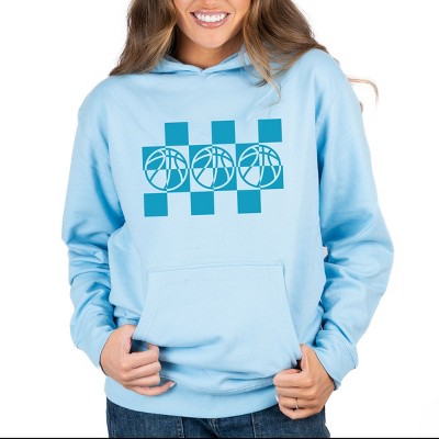 Checkered Basketball Outline - Women's Graphic Hoodie