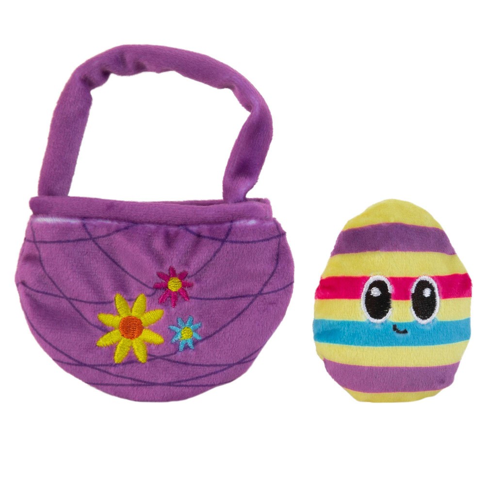 Quirky Kitty Easter Egg & Basket Cat Plush Toy - Purple - 2ct